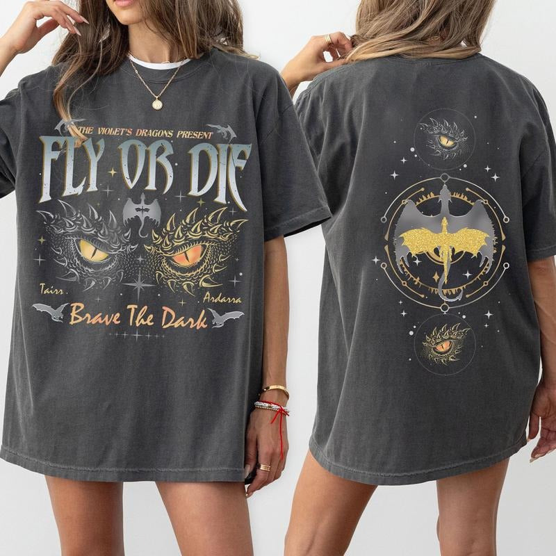 Dragon Rider Shirt Onyx Storm Brave Dark Shirts Fly Die Fourth Wing Shirt Perfect Dragon Book Lovers T-Shirts