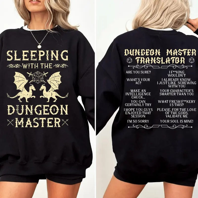 Dungeonn Master Two Sides Sleeping Dm Dnd Shirt Dungeonss Dragons T-Shirts