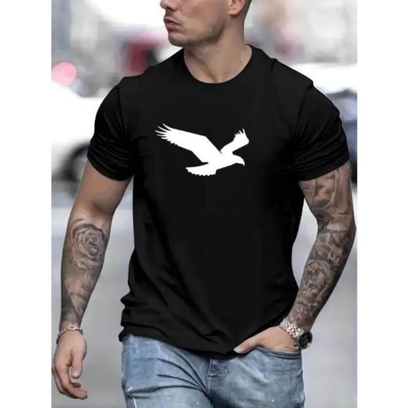Eagle Print Streetwear Comfortable Stretch Fit Classic Round Neck Summer & Fall Made USA T-Shirts