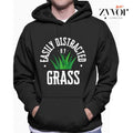 Easily Distracted Grass Funny Casual Fleece Fabric Trend Tops Perfect T-Shirts