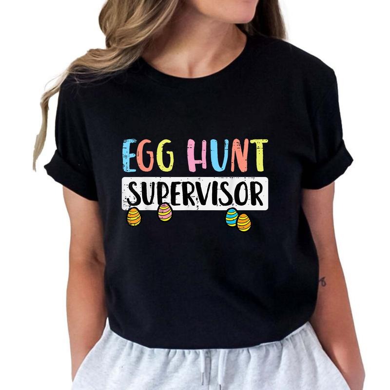 Easter Egg Hunt Supervisor Funny Shirt Pure Cotton Casual Street Crew Neck Short Sleeve Tops T-Shirts