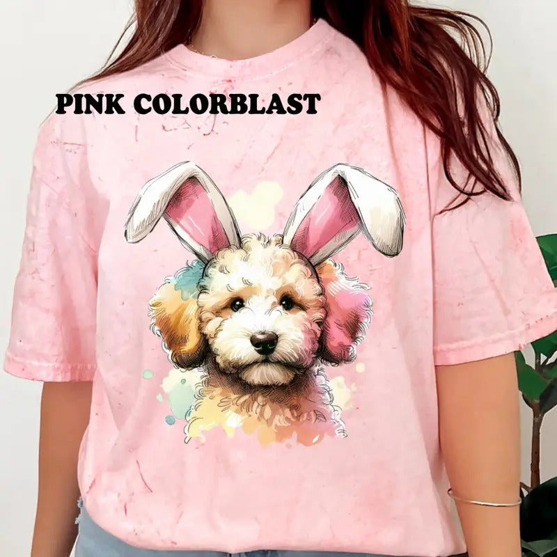 Easter Goldendoodle Shirt ~ Relaxed Fit Printed USA Womenswear Casual Comfort Cotton Top Athletic Boho Chic T-Shirts