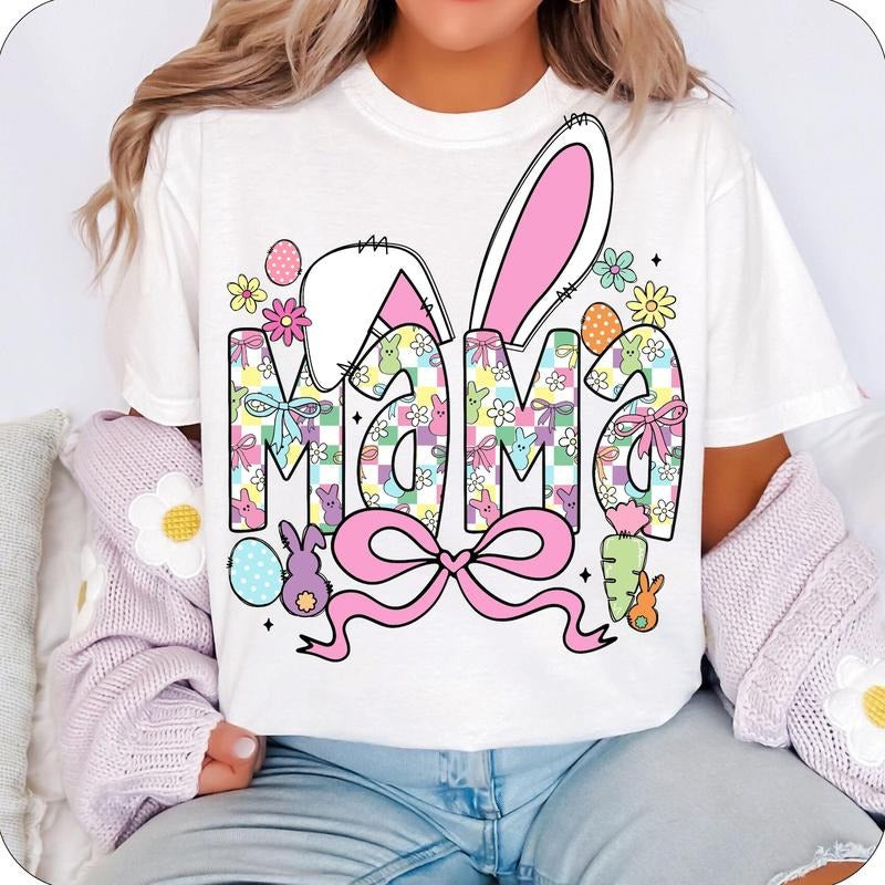 Easter Mama Bunny Coquette Mama Easter Easter Coquette Easter Mama Easter Shirt Bunny T-Shirts