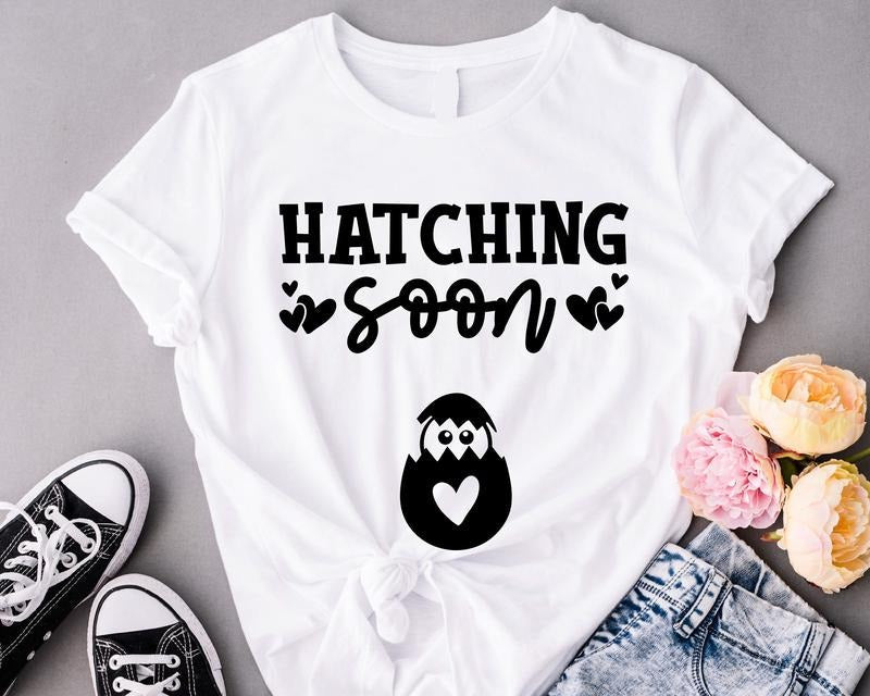 Easter Pregnancy Announcement Shirt Coming Soon Baby Reveal Shirt Mom New Mama Be Pregnant Wife Short Sleeve T-Shirts