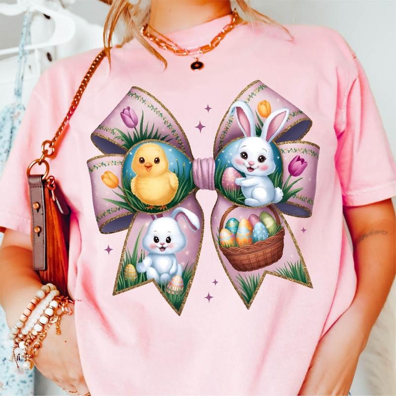 Easter Easter Day Retro Easter Bunny Bible Verse Coquette Easter T-Shirts