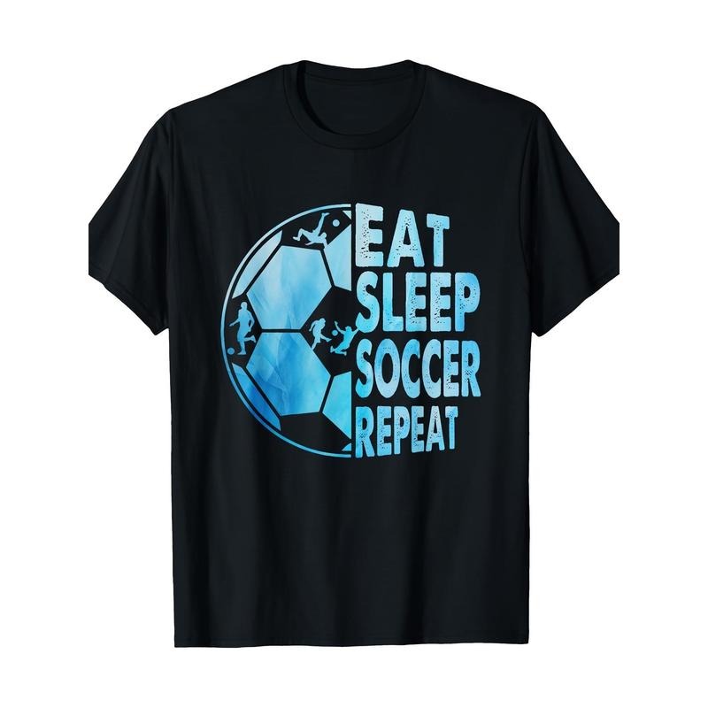Eat Sleep Football Repeat 100% Cotton Made USA T-Shirts
