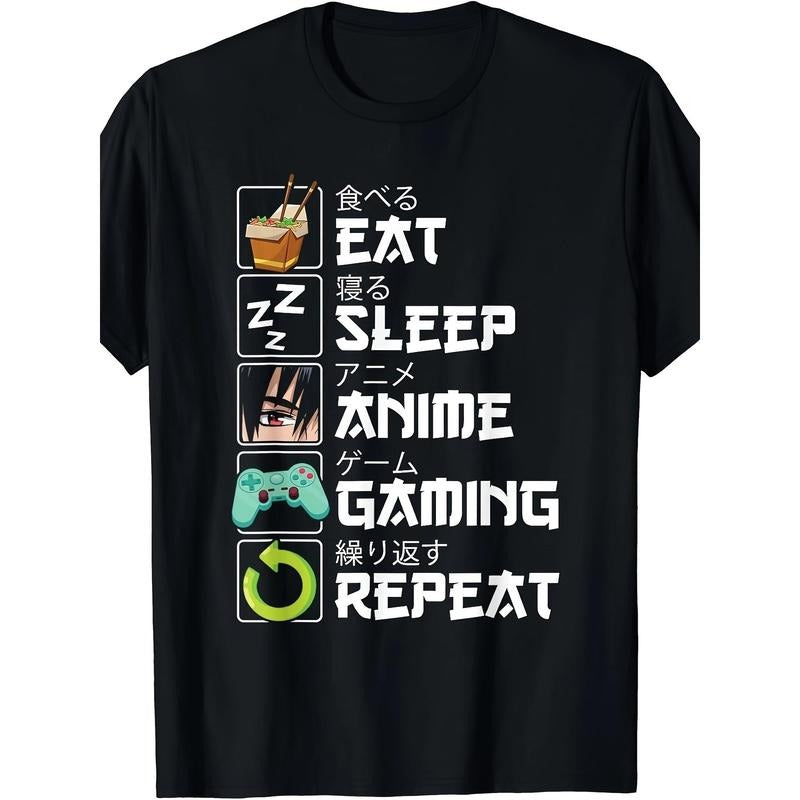 Eat Sleep Anime Game Repeat Kawaii Otaku Anime Manga Made USA T-Shirts