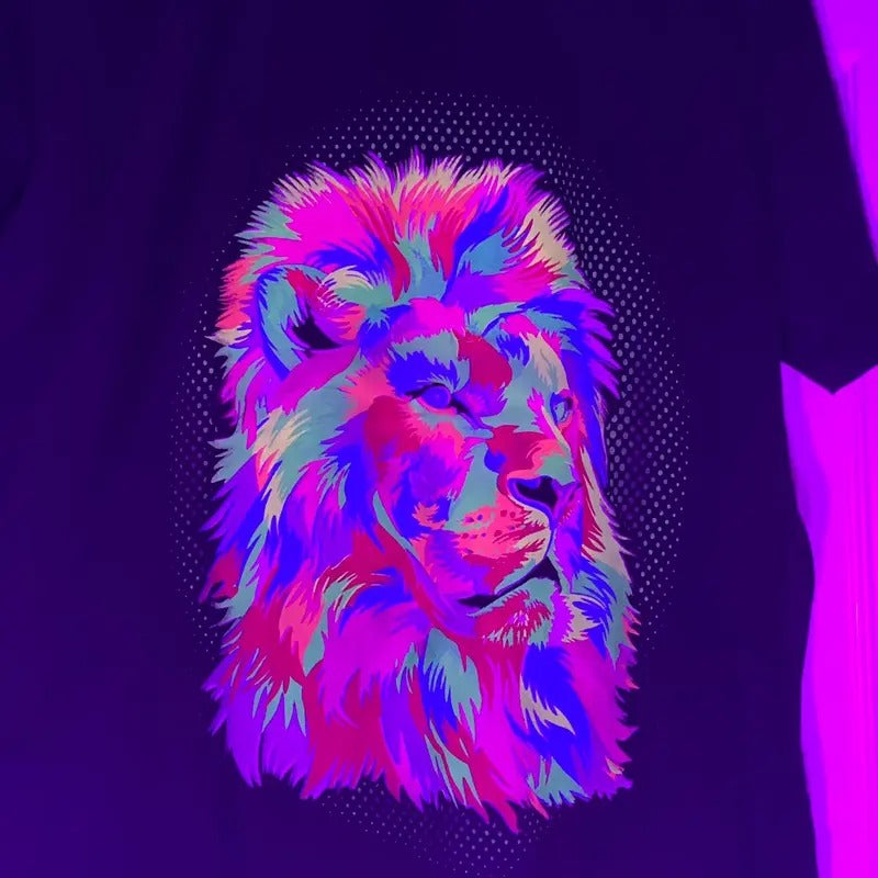 Economic Lion Size Large Cotton Black T-Shirts