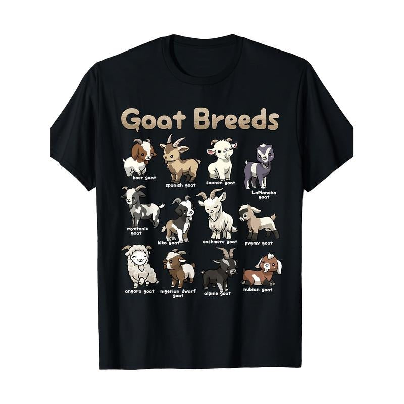 Educational Goat Shirt Goat Breeds Farm Animals World Made USA T-Shirts