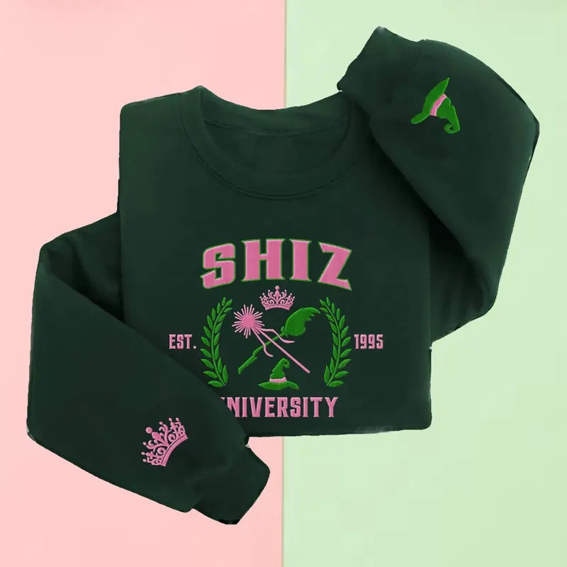 Embroidery Shiz University Wicked Glitter Elphaba Glinda Embroidery Wicked Defy Gravity Emerald City Oz T-Shirts