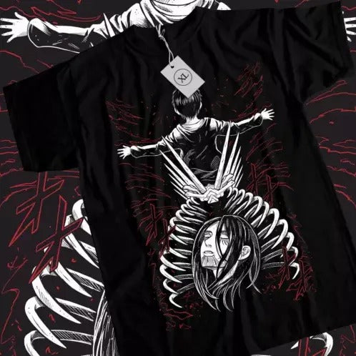 Eren Yeager Aot Anime Attack Titan Black Shirt All Size T-Shirts
