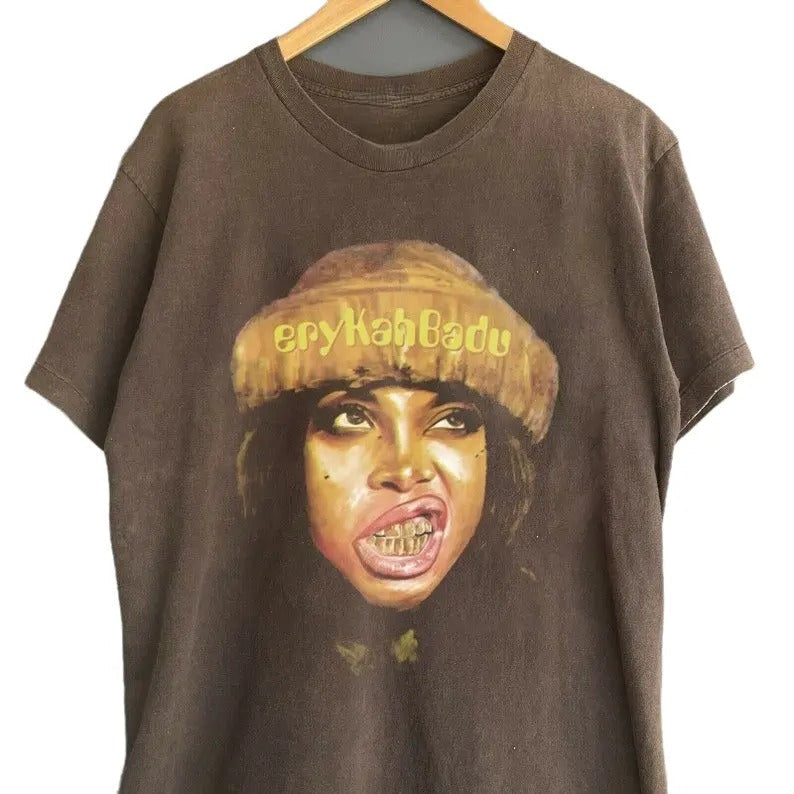 Erykah 90s Music Rock Fans Tour Shirt Erykah Badu Concert Shirt Classic Cotton Fabric Menswear T-Shirts