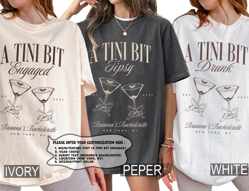 Espresso Martini Bachelorette Party Shirts Martinis Matrimony Tini Bit Engaged Custom Bridesmaids Bit Older Brithday Bach Club T-Shirts