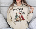 Every Knee Shall Bow Nativity Scene Santa Shirt Kneeling Santa Baby Jesus Fit T-Shirts