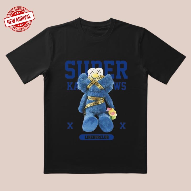 Blue Monster Printed 3D Cut & Plush Texture Streetwear Date Party Everyday T-Shirts