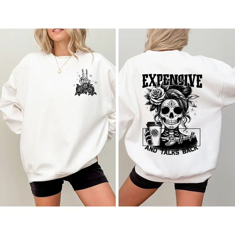 Expensive Difficult Talks Back Mom Skeleton Funny Mom Saying Sarcastic Mom Funny Mama T-Shirts