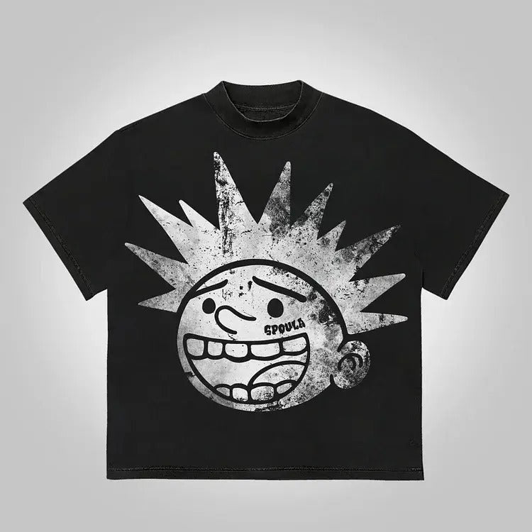 Explosive Mood Face Cartoon Graphics Cotton T-Shirts