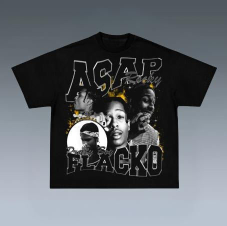 FLACKO Prints Vintage Rapper Shirt Hip Hop Shirt Rap Music Shirt R&B Shirt Pop Shirt Shirt Him Short Sleeve Shirt Shirt Trending Top Menswear Underwear Streetwear T-Shirts