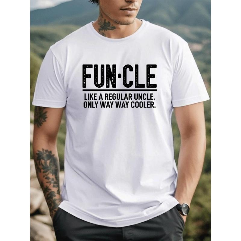 FUNCLE LIKE REGULAR UNCLE Print Casual Soft & Elastic Comfy Crew Neck Short Sleeve Top Summer Made USA T-Shirts