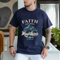 Faith Can Move Mountains Christian Pure Cotton Casual Street Crew Neck Short Sleeve Tops Perfect T-Shirts
