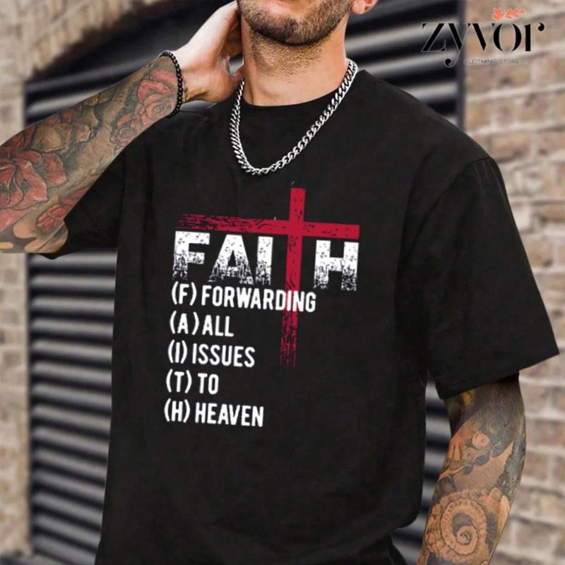 Faith Forward All Issues Heaven Christian Casual Crew Neck Short Sleeve Tops T-Shirts