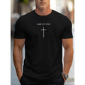 [Faith Inspired ] Soft Cotton 'Man God' Black Breathable & Durable Faith Inspired Cross Print Crew Neck Short Sleeve Casual Daily Made USA T-Shirts