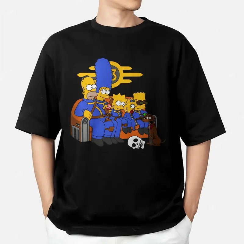 Fallout Simpson Family Fallout Gaming Gaming Shirt Fallout Movies Shirt Cartoon Fallout Man T-Shirts