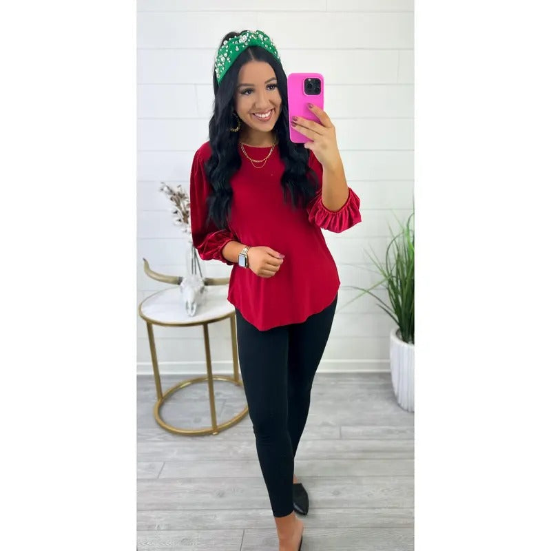 Fame & Fortune Velvet Sleeve Top T-Shirts