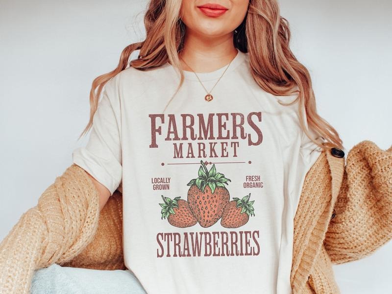 Farmers Market Strawberry Strawberry Lover Casual Colorful Summer Top T-Shirts