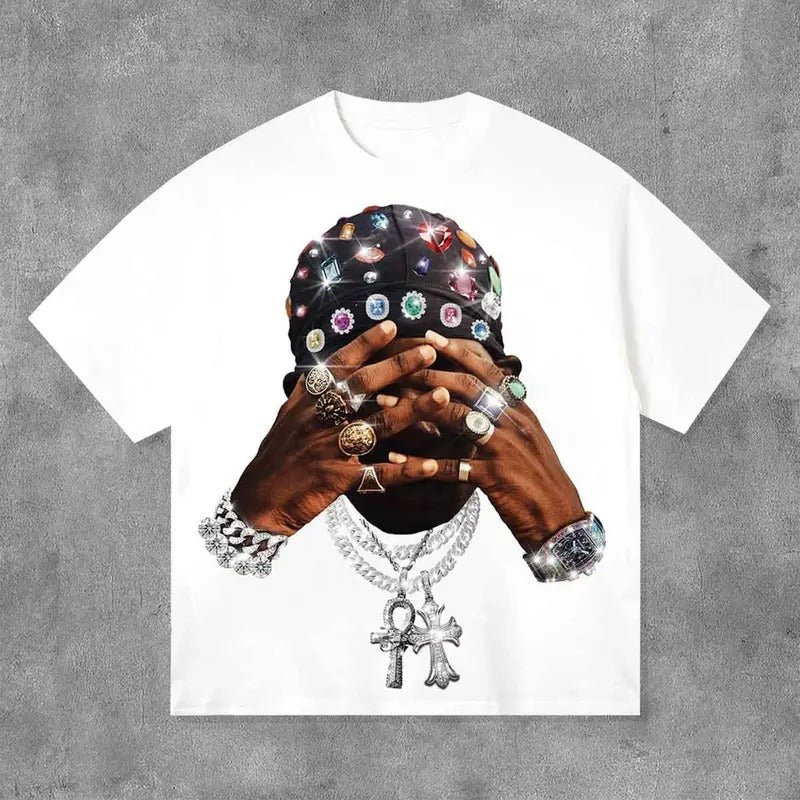 Diamond Print Short Sleeve Cotton Casual Crew Neck Menswear Top Underwear T-Shirts