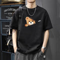 Zipper Bear Printed Short Sleeve 2025 Cool Casual Couple Round Neck Half Sleeve T-Shirts