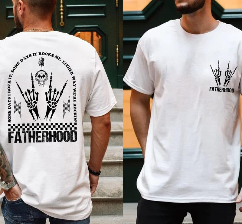 Fatherhood Some Day I Rock Retro Fatherhood Shirt Daddy Shirt Funny Fatherhood Rock Skeleton T-Shirts