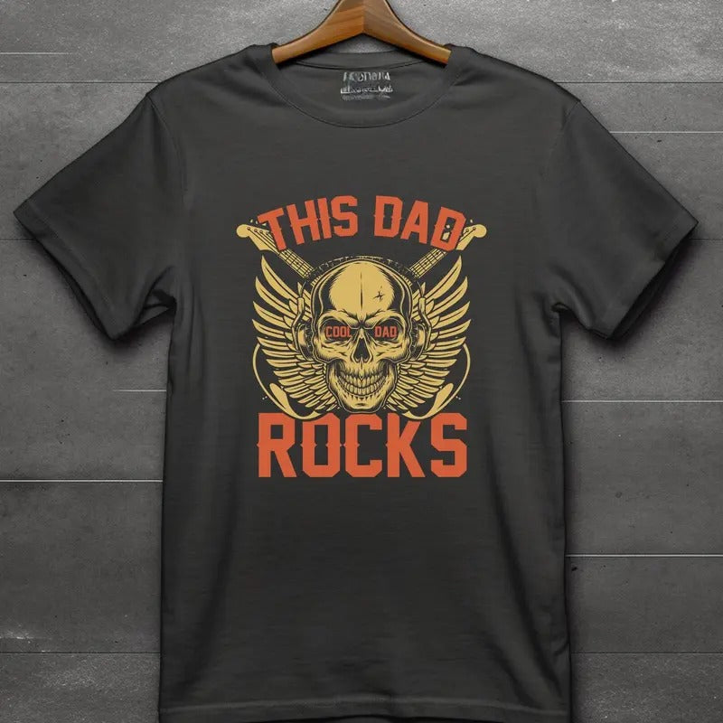 This Dad Cool Dad Rocks Skull Skeleton Shirt Skull Skeleton Designed Dad T-Shirts