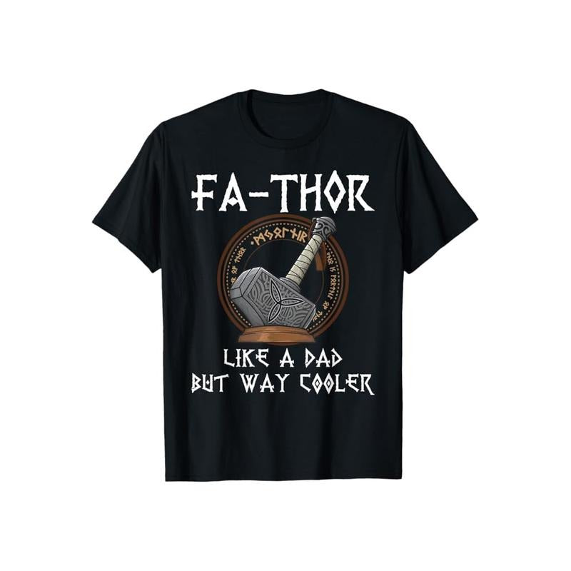 Fathor Dad Father Pure Cotton Casual Street Crew Neck Short Sleeve Tops Perfect T-Shirts