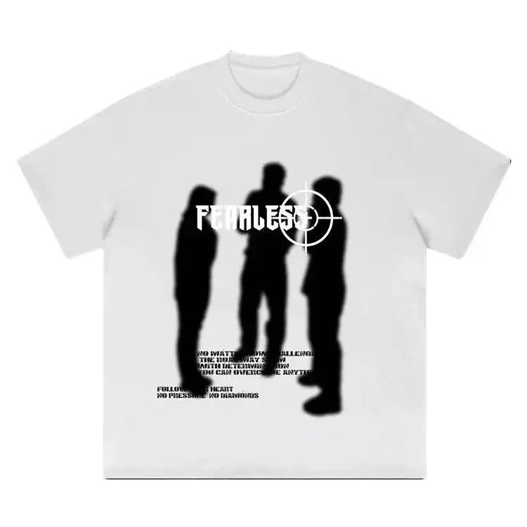 Fearless Blurred Street Portrait Print Cotton T-Shirts