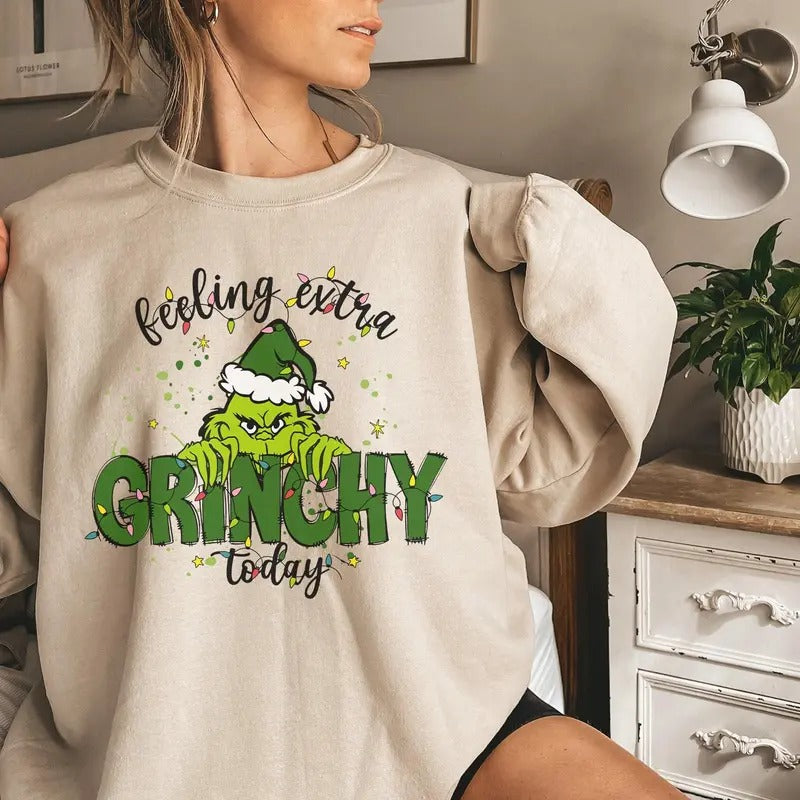Feeling Extra Grinchy Today Funny Grinchy Merry Grinchmas Family Matching Merry 2024 T-Shirts