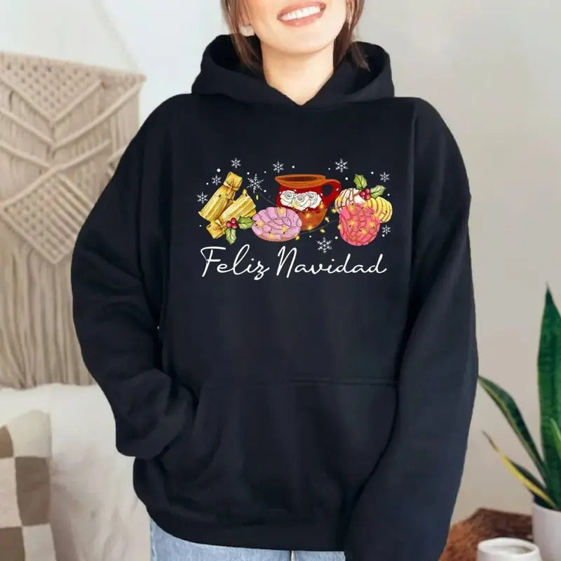 Feliz Navidad Mexican Latina Pan Dulce Cafecito Y Pan Dulce Shirt Festive Season T-Shirts