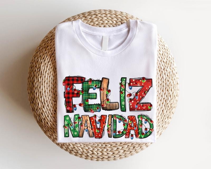 Feliz Navidad Shirt Spanish Merry Lights Matching Mexican Family Xmas Gathering T-Shirts