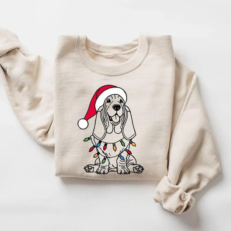 Festive Basset Hound Xmas Basset Hound Hound Dog Basset Hound Lover Dog T-Shirts