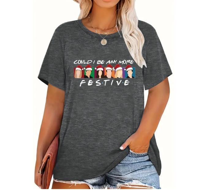 Festive Print Top Womenswear Underwear Humen Lady Streetwear T-Shirts
