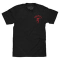 Fireball Whisky Left Chest Front Back Dragon Mascot Logo Black T-Shirts