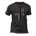 Firefighter Thin Red Flag Skull Flag Sleeve T-Shirts