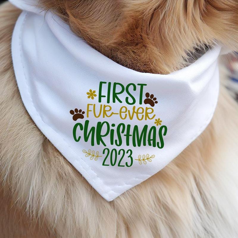 First Fur Ever 2023 Dog Bandana Puppy Handkerchief 1st Pet Neck Scarf New Dog Bandana T-Shirts