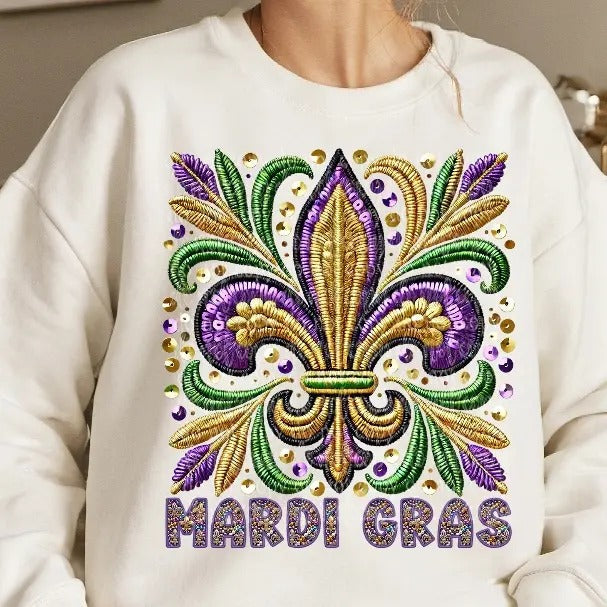 Fleur De Lis Faux Embroidery DTF Transfers THIS IS NOT SHIRT T-Shirts