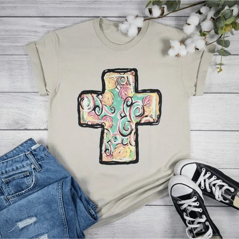 Floral Cross T-Shirts