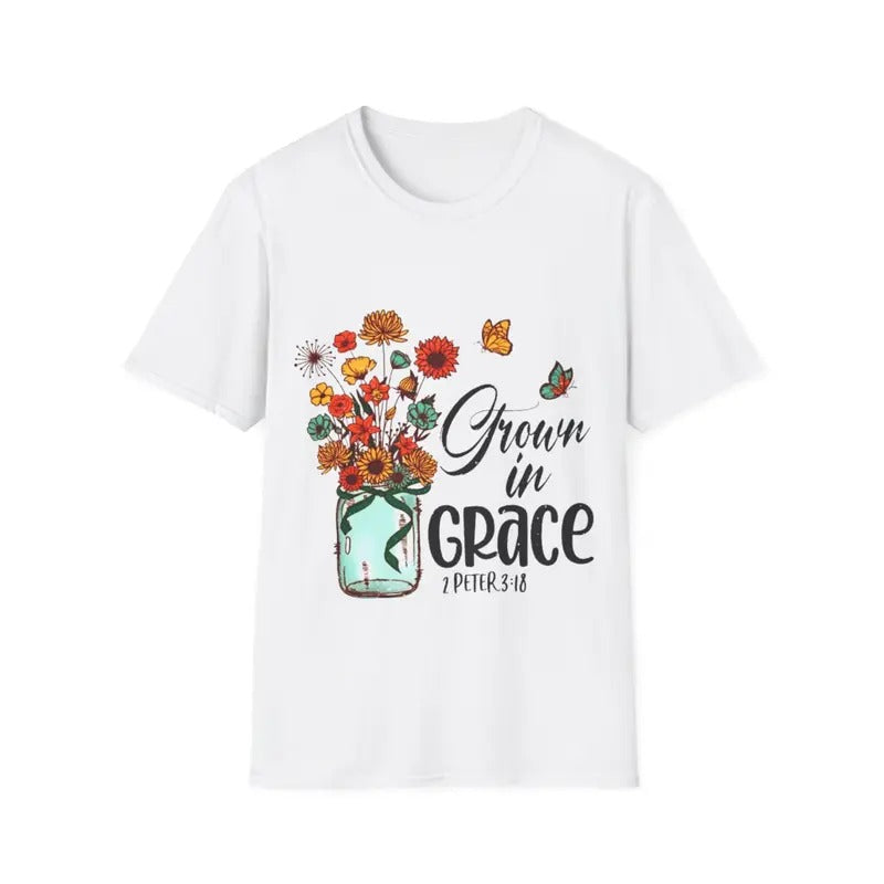 Floral Grow Grace Succulent Plant Christian Religious T-Shirts