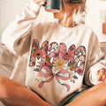 Floral Mama Vinatge Retro Coquette Mama Bow Mama Groovy Shirt Mom T-Shirts