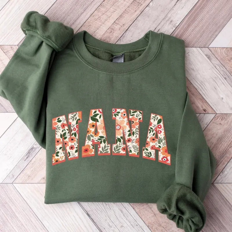 Floral Nana Cute Nana Mommy Shirt New Mom Mother Nana Shirt T-Shirts