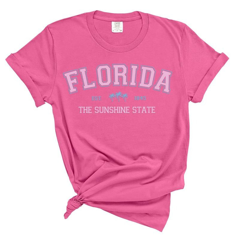 Florida Sunshines State Florida Summer Vacation Breathable Casual T-Shirts