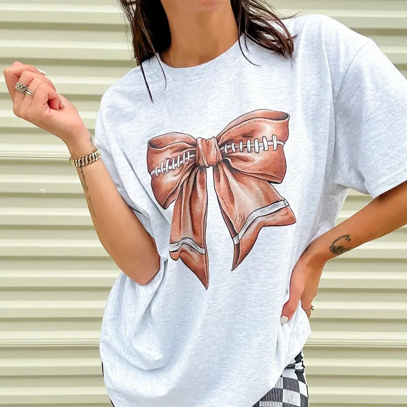 Football Bow Top T-Shirts
